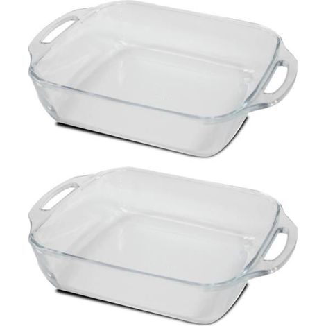 Lot de 2 plat à four, moule de cuisson, capacité 2.5 L - Longueur 29 x Profondeur 23.9 x Hauteur 6.5 cm -JUANIO (1/3)
