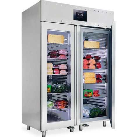 Congélateur 1400 Litres En Inox GN 2/1 Avec Portes En Verre, -10°/-22°C, Isolation 85 mm - Wifi - Virtus - BMB0033/FN