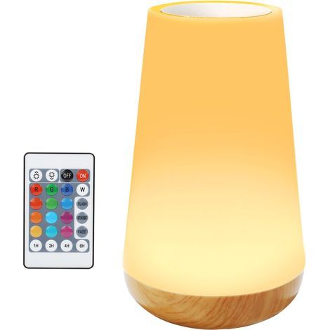 Luz nocturna LED, 13 colores, RGB, 1500 mAh, control remoto/táctil, USB-C, blanco. (1/5)
