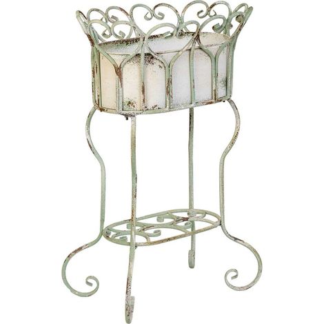 Macetero de metal blanco 43.5x34.5x71.5h cm