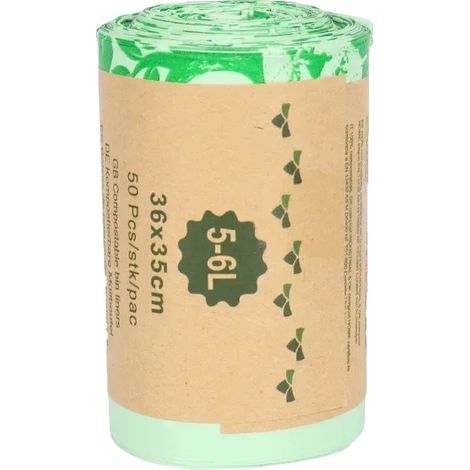 Sacchi per rifiuti compostabili, biodegradabili ed ecologici, 6 litri - 36x35 cm (1/2)