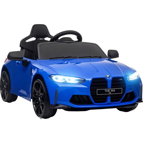 Coche eléctrico para niños BMW M4 coche de batería para niños 12V con mando a distancia bocina música velocidad 3-5 km/h cinturón de seguridad azul (1/5)