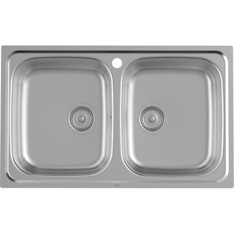 ROCA A872801A01 VICTORIA Fregadero 2 Cubetas 80 cm Acero Inoxidable - ref: A872801A01 (1/2)