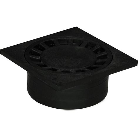 Siphon de sol PVC sortie Ø40-50-63-125 – Platine 150x150 – Couleur anthracite – Pour chantiers humides