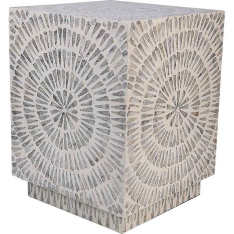 Taburete de madera acabado en capiz gris 35x35x45h cm
