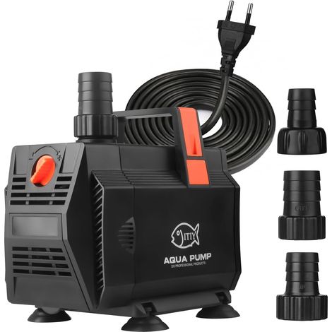 1 Pompe à eau submersible, 30 W, 2000 L/H, débit réglable, pour bassin, aquarium, hydroponique