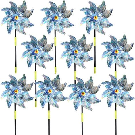 Répulsif Oiseaux (Lot de 10),Réfléchissant Moulin à Vent Effaroucheurs Effrayer Oiseaux Away Jardin,Verger,Maison,Ferme-Plus Sûr et Efficace Que Pointes Oiseaux et Répulsif Anti-Oiseaux Ultrasons (1/4)