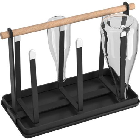 1 égouttoir à bouteilles, capacité 6 unités, en fer, avec anneau silicone, pour cuisine et salle de bain (1/5)