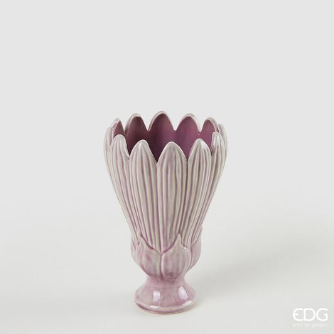 EDG Enzo De Gasperi Vaso Freaky Foglie Coppa H 21 Cm D 13,5 Cm Ceramica Waterproof Purple