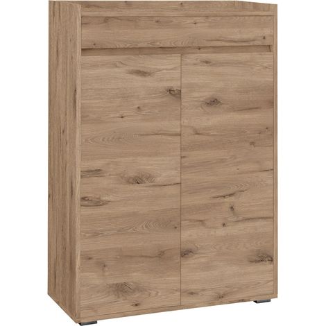 Coffre à chaussures avec 2 portes en effet chêne