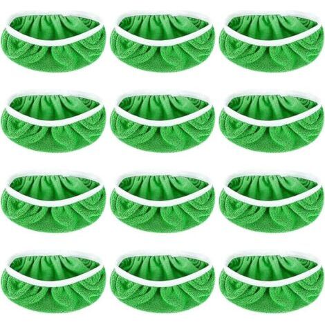 12 Pièces Chiffons De Sol Humides pour Swiffer, Lingettes Humides RéUtilisables en Tissu en Velours de Corail Verte, SerpillièRe Humide Et SèChe en Microfibre, AdaptéEs à Tous Types De Sols (12)