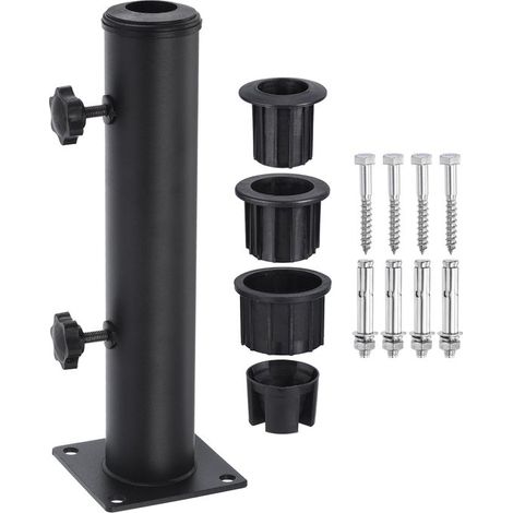 Support de parasol - Lot de 5 - Pieds de parasol - Pince de parasol - Métal - Fixation de mât de parasol - Noir - 30cm - Pièces de rechange pour pieds de parasol - Support de parasol universel pour l' (1/5)