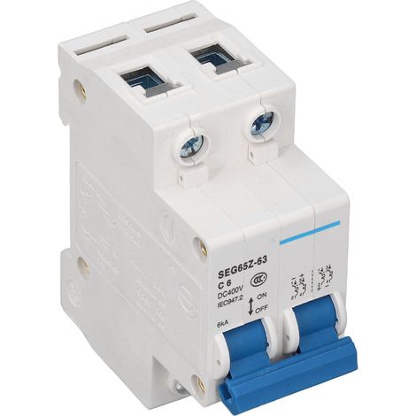 Disjoncteur miniature 2P 6kA 400V interrupteur d'air C6 6A pour panneaux solaires photovoltaïques et système de réseau (1/5)