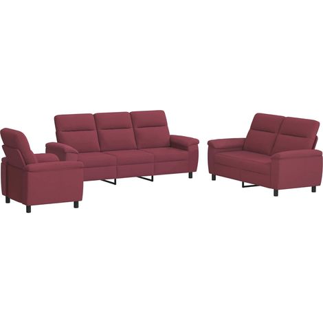 Sofa-Set 3 pcs Weinrot Stoff vidaXL