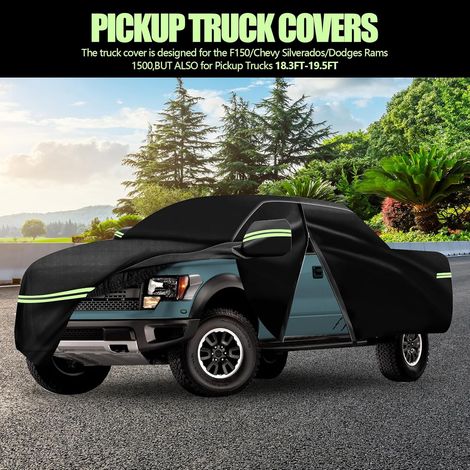 Housse de camion pour F150, imperméable à l'eau et à la neige, housse de camion robuste avec bandes réfléchissantes, ourlet élastique ajustable, pour camions pick-up 5.95mx2.1mx2m, Noir (1/5)