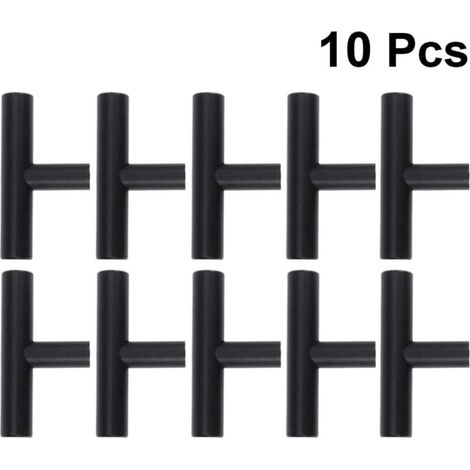 10 Stück T-Bar-Schrankknöpfe Schwarz, Griffe für Küchen- und Badezimmer-Hardware