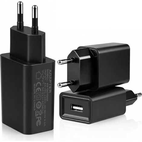 Lot de 3 Chargeur USB 5V/2A 10W, Chargeur Telephone, Prise USB Adaptateur Alimentation Mural Universel, Compatible avec Tablettes et Smartphones (1/5)