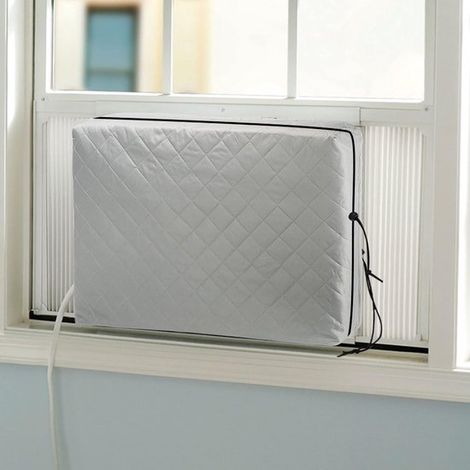 Copertura per condizionatore da finestra con doppio isolamento e cordino elastico, dimensioni 21 x 15 x 3 pollici (L x A x P). (1/5)
