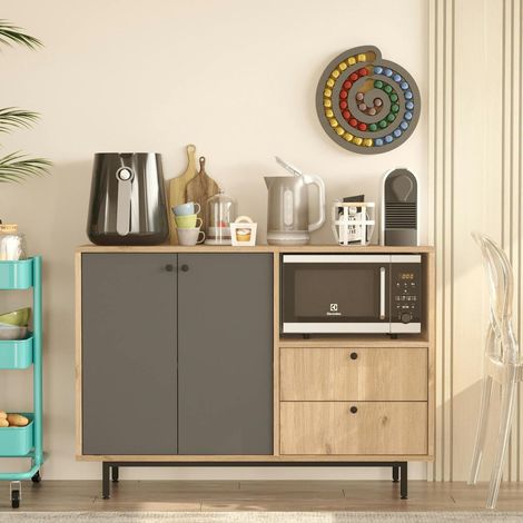 Meuble rangement cuisine 2 portes grises 2 tiroirs JENA