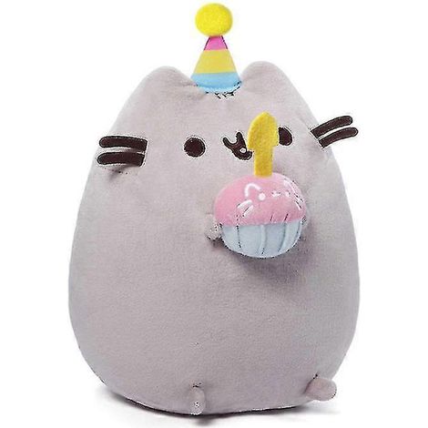 Sushi-Katze mit Essstäbchen, Kawaii-Donuts und Pizza-Spielzeug, weiche, 18 cm große graue Plüschkatze für Kinder - r4