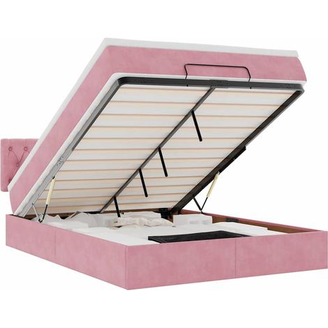 Maison Exclusive - Struttura Letto Pouf con Materasso Rosa 140x200 cm in Velluto