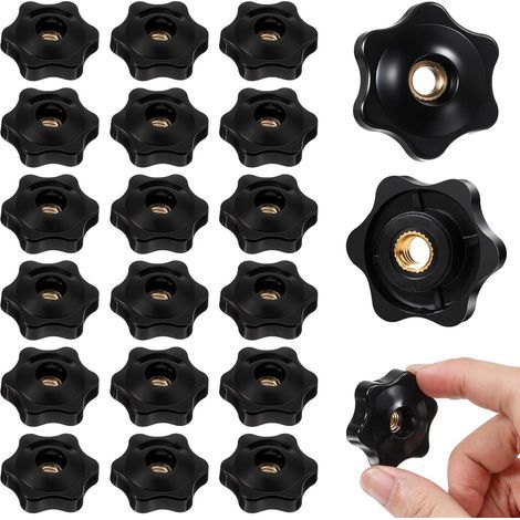 20 - Sterngriffmutter - M6 Innengewinde - Werkzeuglose manuelle Festziehvorrichtung - Geeignet für Maschinenbau, Industrie, Möbel und Elektronik - Schwarz - M6 x 30 cm (1/5)