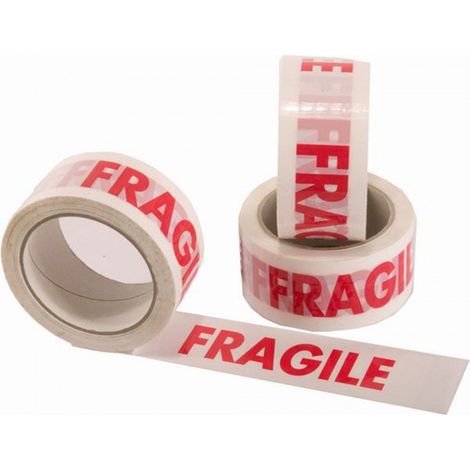 Nastro Adesivo per imballaggio stampato Fragile Polipropilene acrilico PPL - 66 mt x 50 mm Packaging - 50mm x 66MT (12 Rotoli) (1/5)