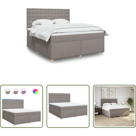vidaXL LED-Beleuchtung - Boxspringbett mit Matratze Taupe 180x200 cm Stoff (1/5)