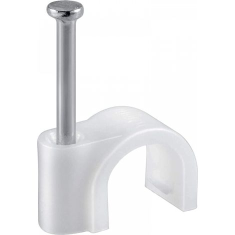 Clip de câble rond de 100 pièces avec clou en acier, taille : 4 mm, attache de câble, pour la gestion des câbles à fibre optique, fil et attaches de câble pour la maison ou le bureau, blanc (1/4)
