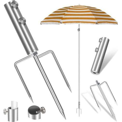 Ulisem Sonnenschirmständer, Bodenanker-Sonnenschirmständer, abnehmbarer Ständer, vielseitiger Sonnenschirmständer aus Metall, verstellbarer elastischer Sonnenschirmständer für Angeln, Garten und Stran (1/5)