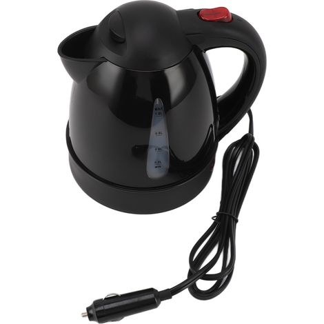 Bouilloire électrique portable 250 W pour voiture avec allume-cigare, idéale pour les voyages en voiture (camion, 24 V), chauffe-eau, thé, café, arrêt automatique, 1000 ml, noire. (1/5)