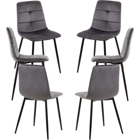 Packs Sillas Comedor - Pack 6 Sillas Daris Terciopelo - Gris oscuro