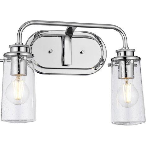 Wandleuchte Wandlampe Bad Glaslampe chrom Feuchtraum IP44 2 flammig B 37,4 cm (1/5)