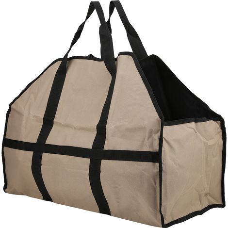 Sac de transport de bûches en tissu Oxford, grande capacité, pour bois et charbon de bois, couleur kaki.