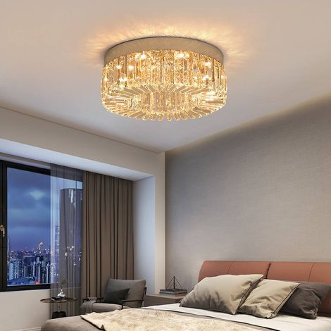 Plafonnier LED cristal acier inoxydable, 3 températures, Ø50cm, 3500K-6000K (1/5)