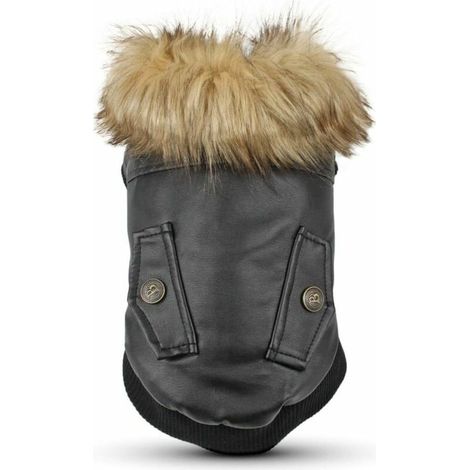 Veste en cuir imperméable pour animaux de compagnie vêtements d'hiver pour chiens manteau d'hiver chaud pour petits chiens-noir XL (1/5)