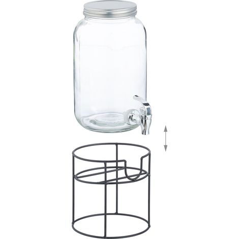 Dispensador de bebidas de cristal 36 x 17 x 21 cm ideal fiestas jardín práctico con grifo en transparente 130015645 (1/5)