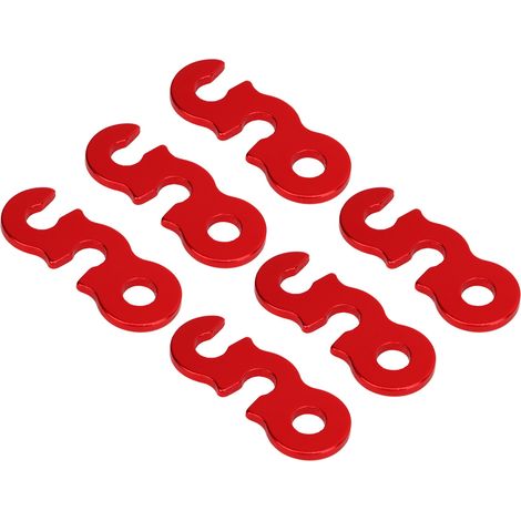 Lot de 10 tendeurs de corde en alliage d'aluminium, faciles à utiliser et à fixer, pour le camping et la randonnée (rouge). (1/5)