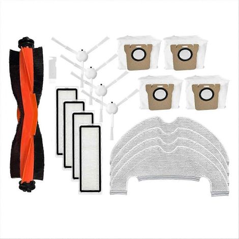 Pour aspirateur robot Xiaomi : brosse latérale rotative, filtre, lingettes de nettoyage et sac à poussière (1/5)
