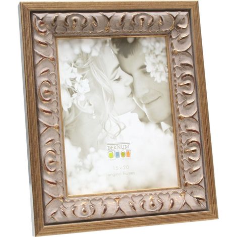 Cadre Photo Style Baroque Bois Doré/Beige 30 x 40 cm