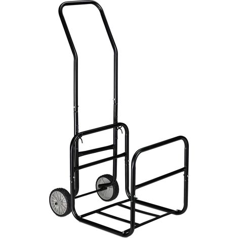 Praktischer 2 en 1 Carro para leña transporte de troncos 100 x 50 x 60 cm de acero negro 130008414 (1/4)