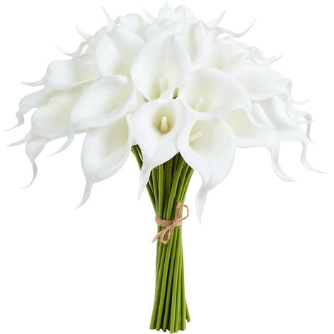 12Pcs Calla Lily Fleurs Artificielle Blanc en Latex Bouquets 33 cm PU True Touch Fleur de Lys pour Bouquets Mariée Maison Décoration Tables Baptême, Anniversaire, Arrangements Floraux Hôtel (1/5)