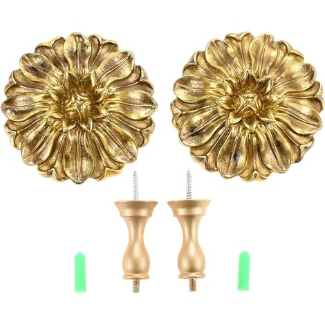 Paire d'embrasses de rideaux, embrasses de rideaux vintage, crochets muraux antiques de style français - Doré (1/5)