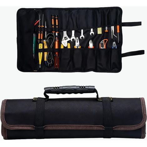 23 Pocket Tool Bag Roll Up，Heavy Duty Tool Roll Bag with Zipper Pouch, Portable Wrench Roll Pouches & Tool Pockets, Fold-able Tool Bags, Tool Organizer Storage Bag (1/5)