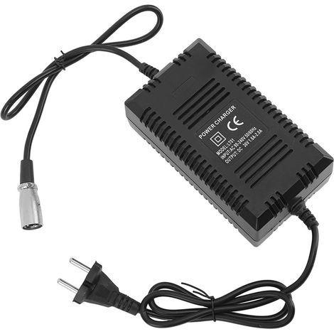 Chargeur de batterie au lithium pour vélo électrique 36 V CC, sortie 1,6 A à 2,0 A, connecteur XLR 3 broches, pour scooter électrique (remplacement). (1/5)