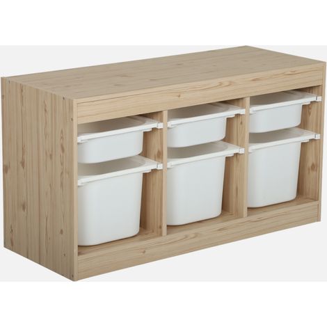 Mueble de almacenamiento para niños decorado en madera, 6 cajones (1/5)