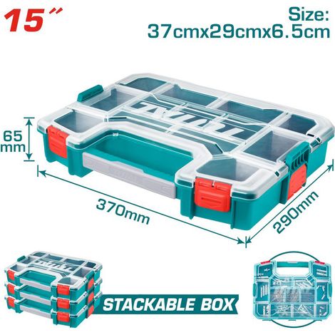 CASSETTA VALIGETTA PORTAMINUTERIE UTENSILI ORGANIZER MODULABILE 37x29x6,5cm TOTAL