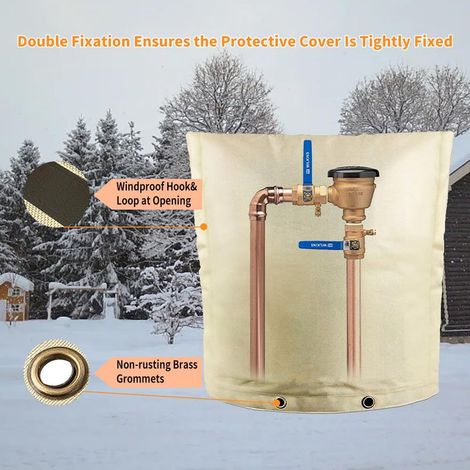 Housse isolante robinet extérieur anti-gel, sac de protection tuyau d'eau contre le gel hivernal, jardin — Composition : 43 × 53 cm, Couleur : beige (1/5)