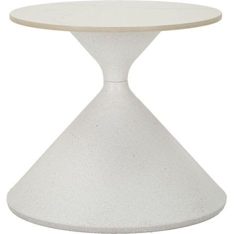 Tavolinetto rotondo in ferro e ceramica bianca Ø 42 cm