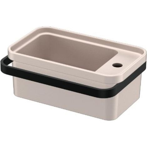 QeramiQ Élan petit lavabo - 45x27cm - 1 trou de robinet - céramique - porte-serviettes - rose mat (1/2)